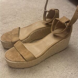 Two pairs Tan and Black Size 10 Wedge Sandals